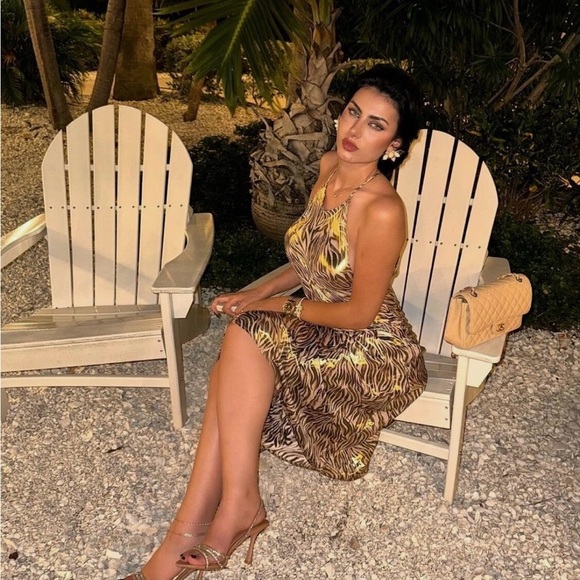 NWT Zara Gold Zebra Print Maxi Dress
Small Cross Back Detail - Picture 4 of 10